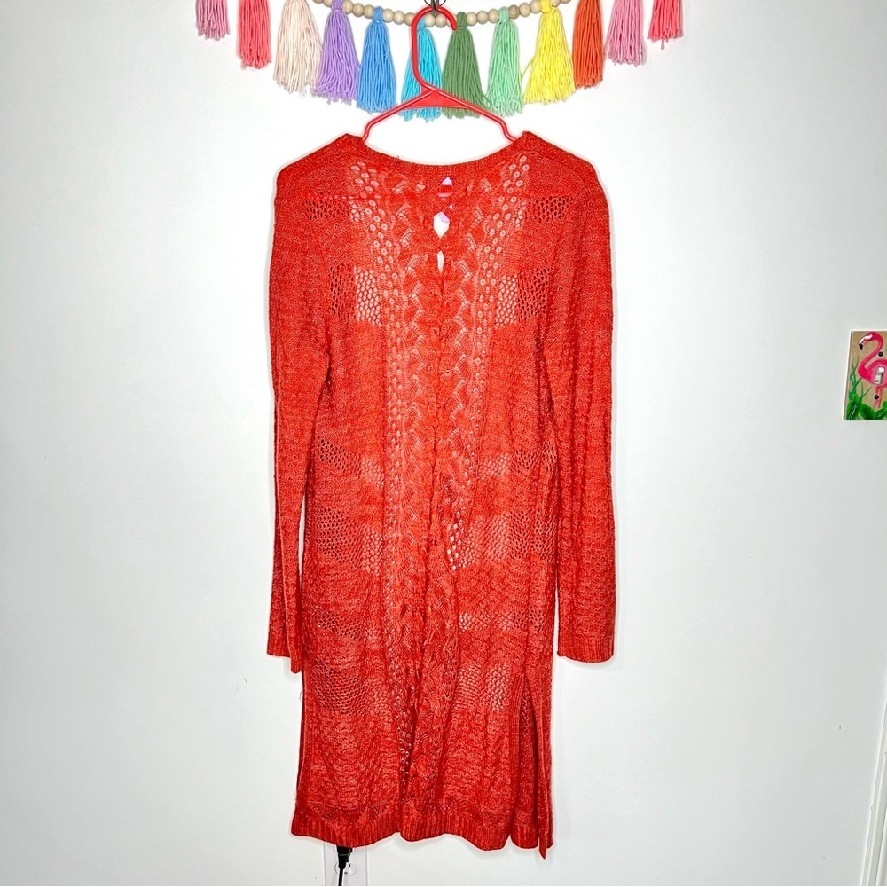 Alya Scarlett Open Knit Cardigan Duster with Braided Back Size Medium - Picture 7 of 10